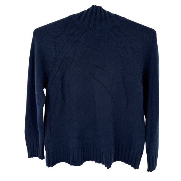 Skull Cashmere 100% Cashmere Sweater Navy Mock Neck Boxy Raglan M Oversized - Picture 5 of 6